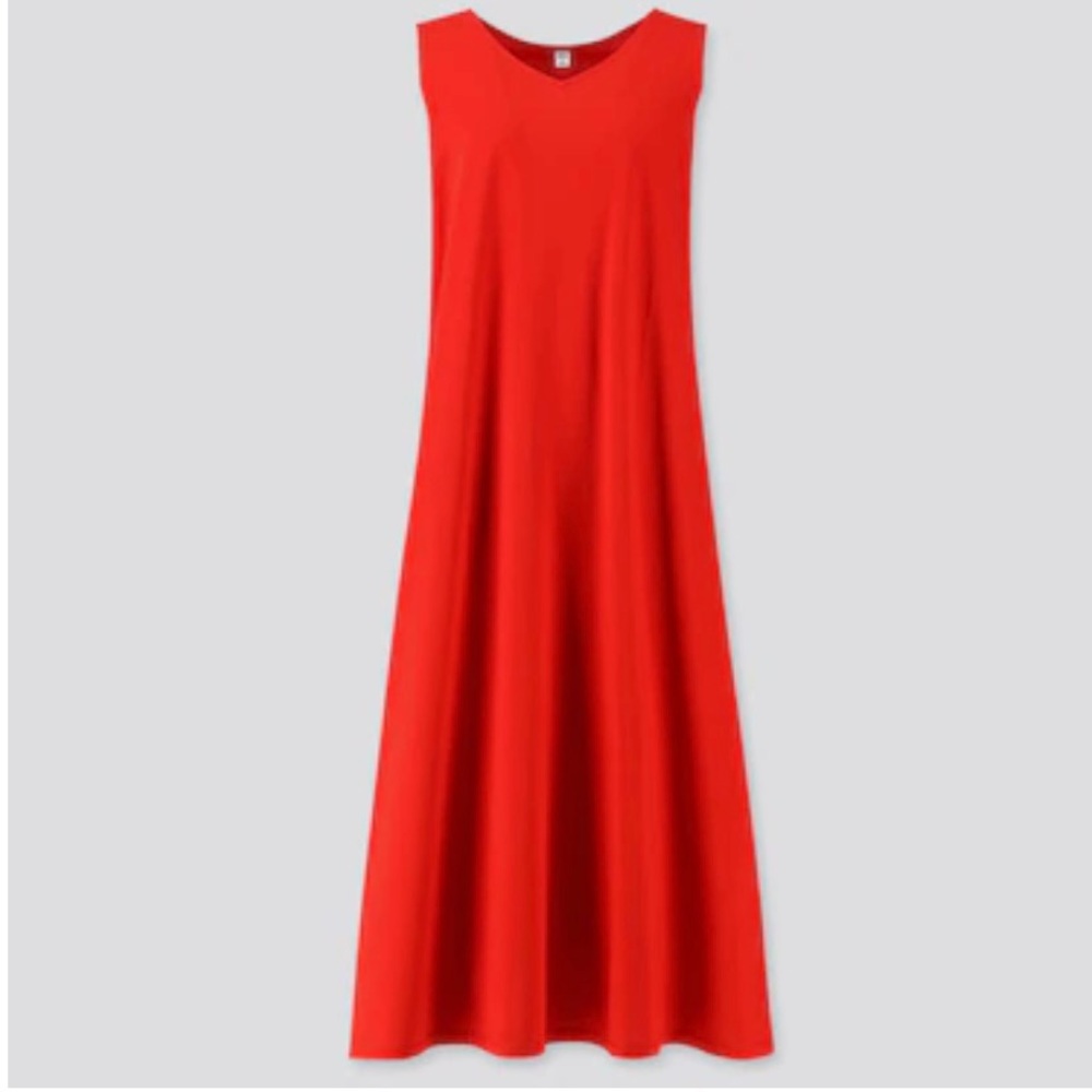 Uniqlo Red Midi Dress with POCKETS